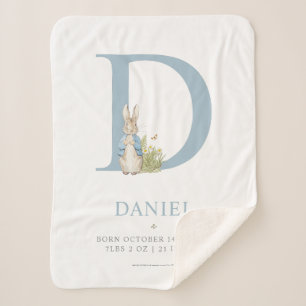 Peter Rabbit   Personalized Letter D Sherpa Blanket