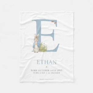 Peter Rabbit   Personalized Letter E Fleece Blanket