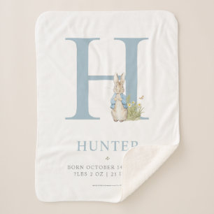 Peter Rabbit   Personalized Letter H Sherpa Blanket