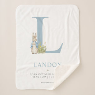 Peter Rabbit   Personalized Letter L Sherpa Blanket