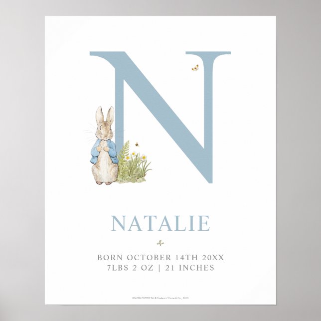 Peter Rabbit | Personalized Letter N Poster (Front)