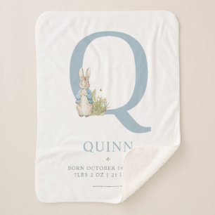 Peter Rabbit   Personalized Letter Q Sherpa Blanket