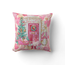 Peter Rabbit Pink Cushion Square