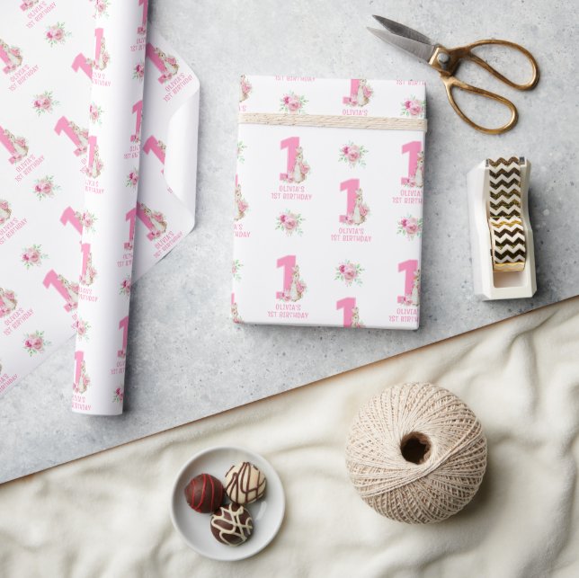 Peter Rabbit | Pink First Birthday Wrapping  Wrapping Paper (Crafts)