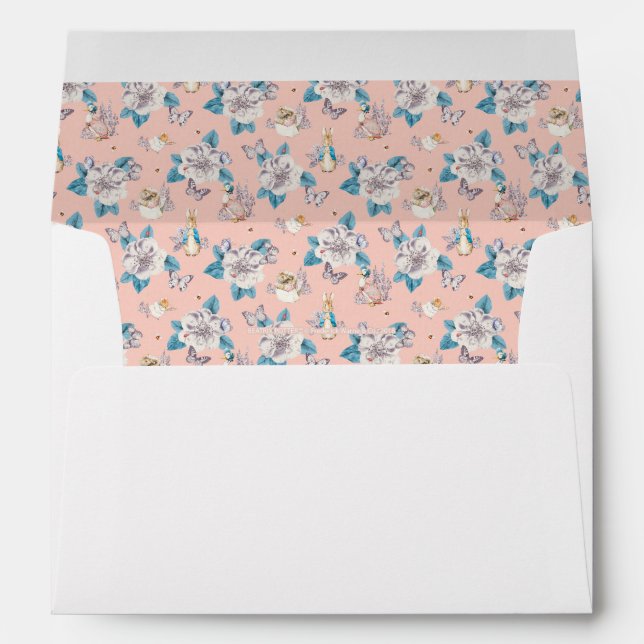 Peter Rabbit | Pink Floral Garden Pattern Envelope (Back (Bottom))