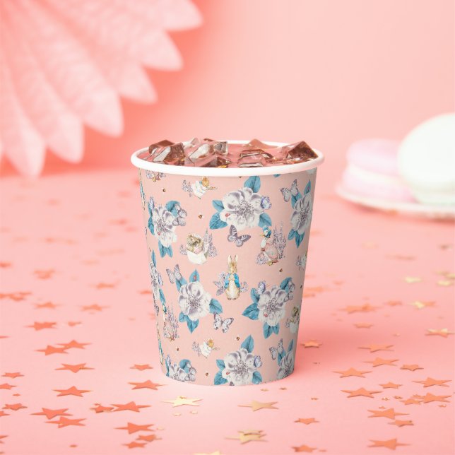Peter Rabbit | Pink Floral Garden Pattern Paper Cups (Insitu)