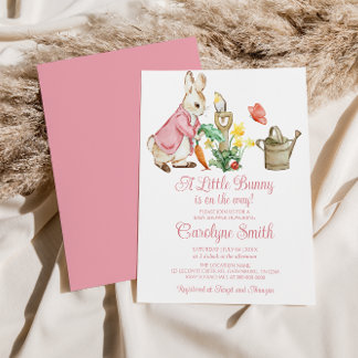 Peter Rabbit Pink Girl Baby Shower Invitation