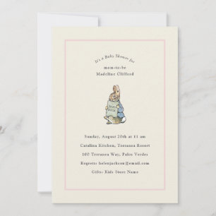 Peter Rabbit Pink Ivory Vintage Baby Shower Invitation