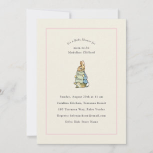 Peter Rabbit Pink Ivory Vintage Baby Shower Invitation