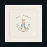 Peter Rabbit Pink Ivory Vintage Baby Shower Napkin<br><div class="desc">Classic Peter Rabbit illustration; background colour and pink border are both editable,  along with all of the text</div>