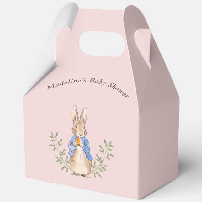 Peter Rabbit Pink Vintage Baby Shower Favour Box (Front)