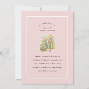 Peter Rabbit Pink Vintage Baby Shower Invitation