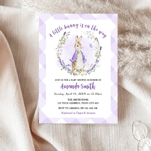 Peter Rabbit Purple Baby Shower Invitation