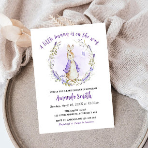 Peter Rabbit Purple Baby Shower Invitation