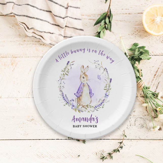Peter Rabbit Purple Baby Shower Paper Plate (Creator Uploaded)