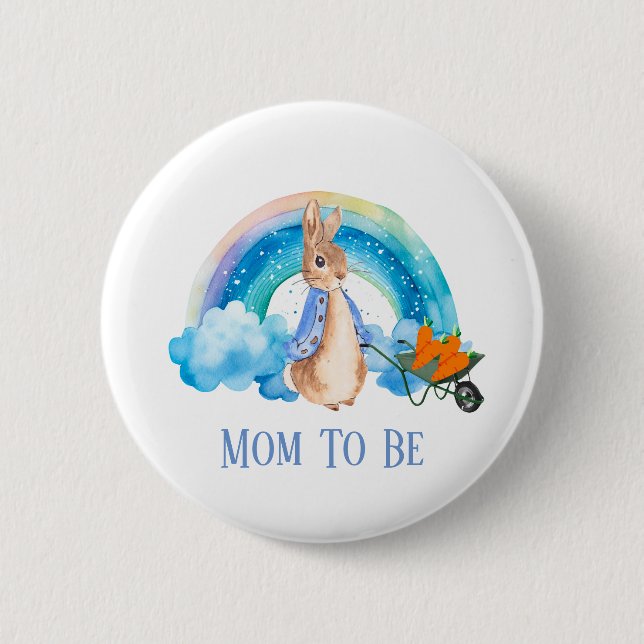 Peter Rabbit Rainbow Carrots Mum To Be 6 Cm Round Badge (Front)
