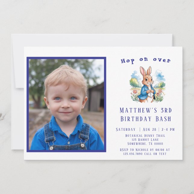 Peter Rabbit’s Garden Birthday Bash: Hop on Over Invitation (Front)