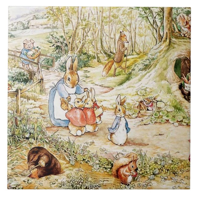Peter Rabbit’s Neighbourhood by Beatrix Potter Tile (Front)
