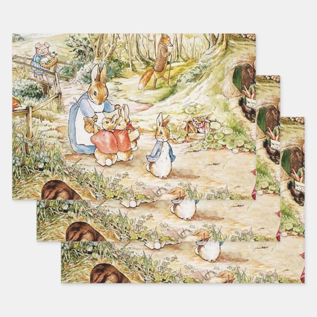 Peter Rabbit’s Neighbourhood by Beatrix Potter Wrapping Paper Sheet (Set)