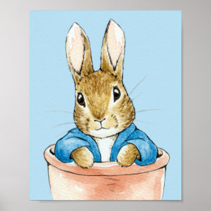 Peter Rabbit Sitting in Plant Pot Poster