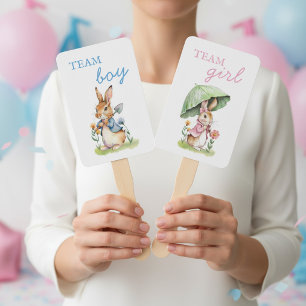 Peter Rabbit Team Girl or Team Boy Baby Reveal Hand Fan