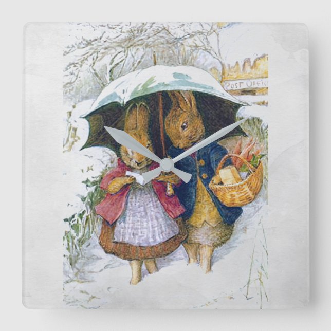 Peter Rabbit  (umbrella)   Square Wall Clock (Front)