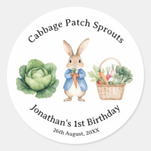 Peter Rabbit Veggie Basket Baby Shower Favour Classic Round Sticker