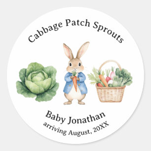 Peter Rabbit Veggie Basket Baby Shower Favour Classic Round Sticker