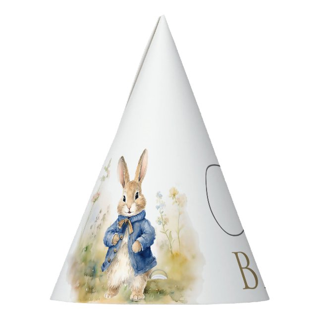 Peter Rabbit Watercolor Birthday  Party Hat (Left)