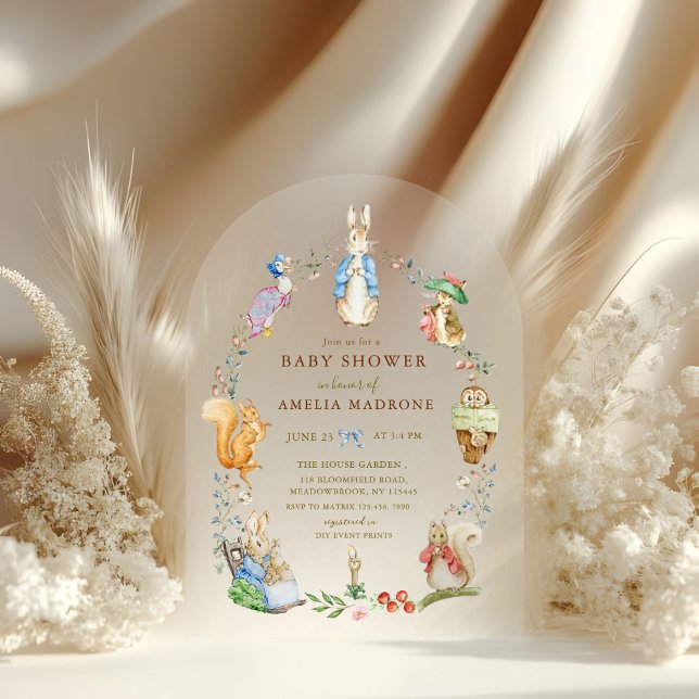 Peter Rabbit Watercolor woodland Baby Shower  Acrylic Invitations (Creator Uploaded)