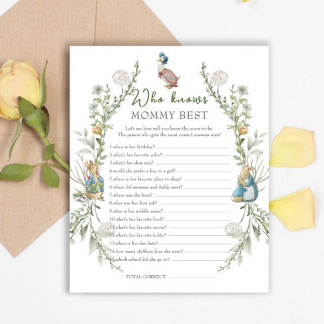 Peter Rabbit Wildflower Baby Shower Game (Creator Uploaded)