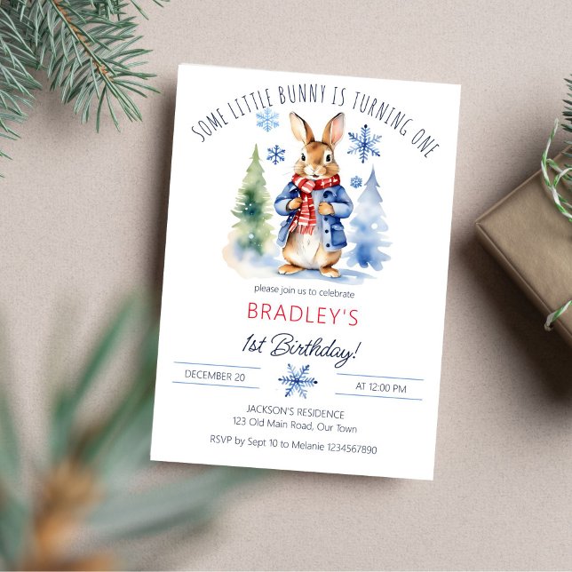 Peter rabbit winter themed birthday party template (Peter rabbit winter themed birthday party editable  template invitation digital download cute bunny)