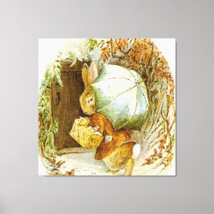 “Peter Rabbit with Winter Umbrella” by Beatrix Pot Canvas Print