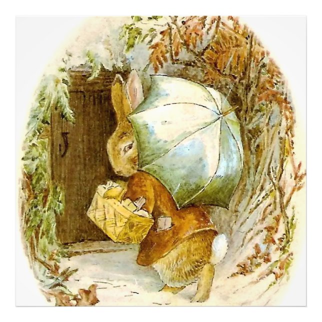 “Peter Rabbit with Winter Umbrella” by Beatrix Pot Photo Print (Front)