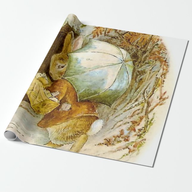 “Peter Rabbit with Winter Umbrella” by Beatrix Pot Wrapping Paper (Unrolled)