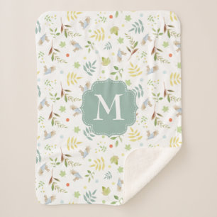 Peter Rabbit Woodland Watercolor Pattern Sherpa Blanket