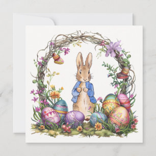 Peter the Easter Rabbit Easter Eggs Holiday Card