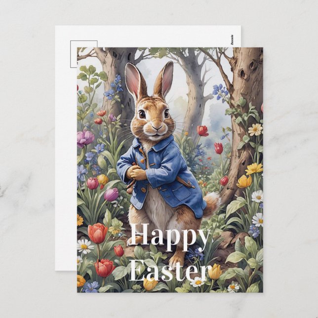 Peter the Easter Rabbit Happy Easter Holiday Postcard (Front/Back)