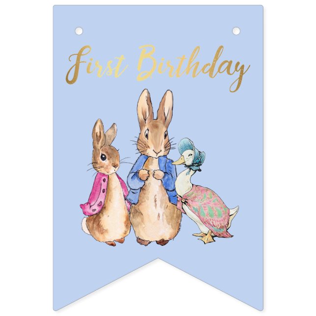 Peter the rabbit 1st Birthday banner (First Flag)