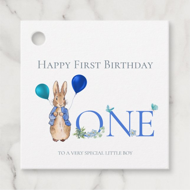  Peter the rabbit 1st Birthday Favour Tags (Front)