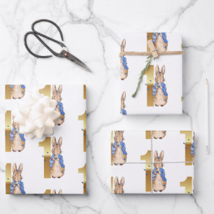 Peter the Rabbit 1st Birthday with butterflies Wrapping Paper Sheet