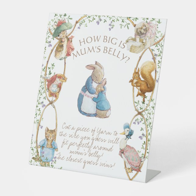 Peter the Rabbit Baby Shower Mummy's Belly Game Pedestal Sign (Front)