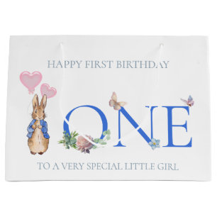 Peter the rabbit balloons 1st Birthday Large Gift Bag
