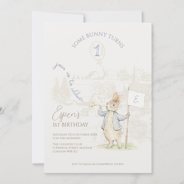 Peter the Rabbit Beatrix Some Bunny 1st Birthday Invitation (Front)