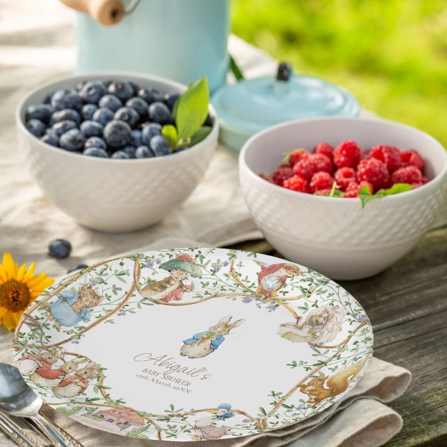 Peter the Rabbit Beatrix Woodland Baby Shower Paper Plate (Creator Uploaded)
