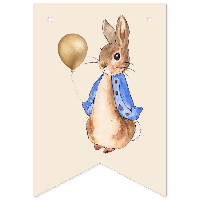 Peter the Rabbit Beige Background  Bunting (First Flag)
