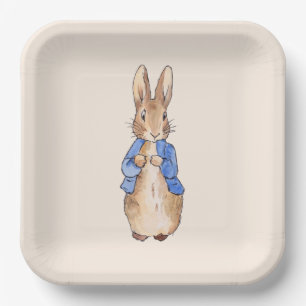 Peter the Rabbit Beige background Paper Plate