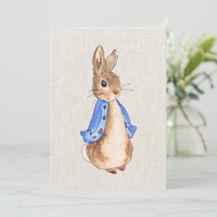 Peter the Rabbit Beige Linen Background Invitation