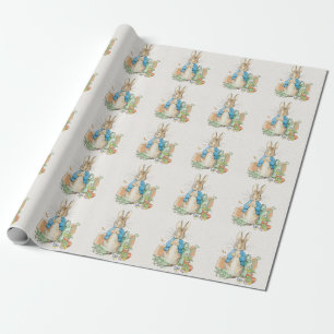 Peter the rabbit Beige Linen background Wrapping Paper