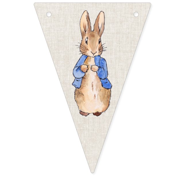 Peter the Rabbit beige linen textured background Bunting (First Flag)